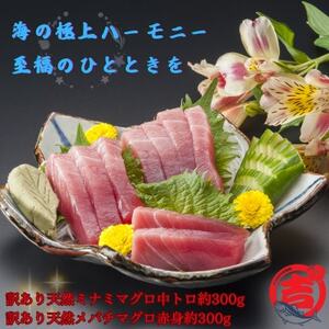 [訳あり]天然ミナミマグロ中トロ&天然メバチマグロ赤身(それぞれ約300g)[配送不可地域:離島]