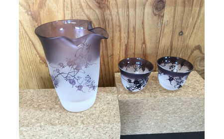 [ギフトラッピング可]がらすギャラリー童夢 片口セット(片口1個・盃2個)[11110]