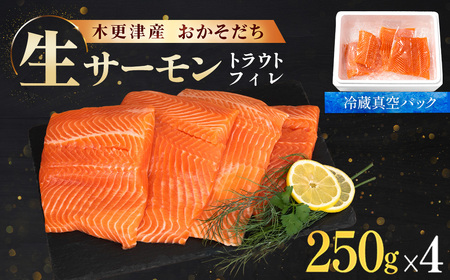 ＜メディア掲載多数＞木更津産おかそだち生サーモントラウトフィレ250g×4P(真空パック) KJ009 | サーモン 生サーモン 鮭 さけ サケ シャケ ふるさと納税 真空パック 真空 生サーモントラウトフィレ トラウトフィレ 養殖 骨取 骨取り ほねとり