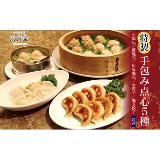 天廣堂 特製手包み点心5種セット 小籠包 蟹焼売 広東焼売 水餃子 焼き餃子 餃子 冷凍 中華 点心 セット 簡単調理 本格 プロの味 おつまみ おかず 贈り物 お取り寄せ 詰め合わせ 手づくり 千葉県 松戸市