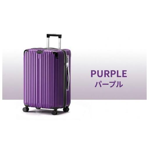 スーツケース Mサイズ パープル キャリーバッグ キャリーケース スーツケース 拡張機能付き スーツケース キャスター 着脱 キャスター交換可能 ダブルキャスター 360度回転 TSAロック 2重コイルファスナー