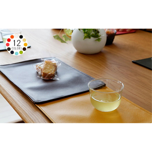 PVCレザーカフェマット「LETEA」　2枚セット（グレー） No.214-09