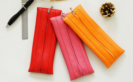 PVCレザーペンケース「FULAPE」(オレンジ) No.218-12