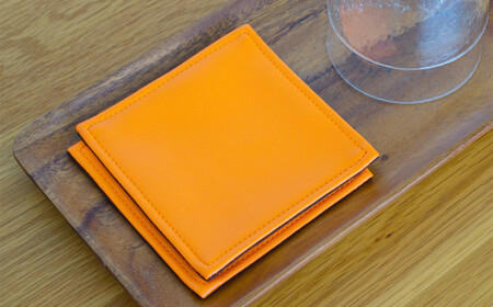 PVCレザーコースター「LEST」(オレンジ) No.219-12