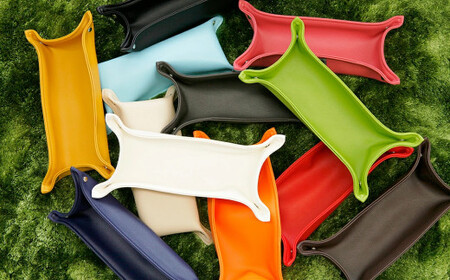 PVCレザー小物入れBOX「REMO」Mサイズ 2個セット(オレンジ) No.229-12