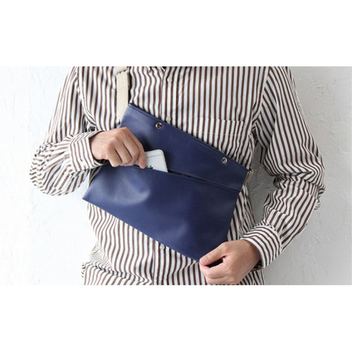 上質で上品でシンプルなショルダーバッグ「saco」（ネイビー） No.246-07