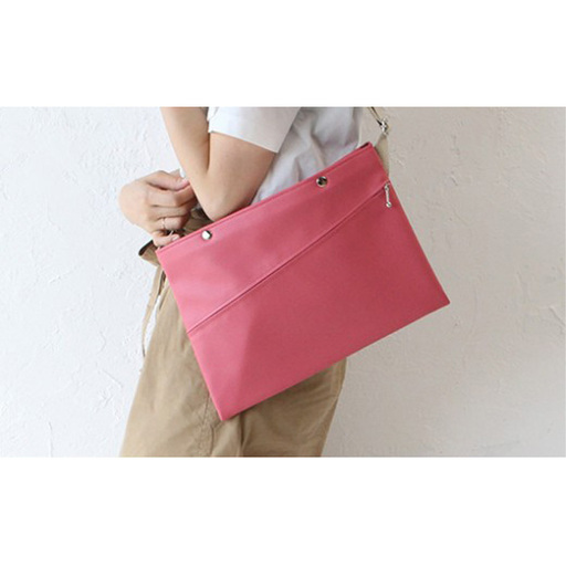 上質で上品でシンプルなショルダーバッグ「saco」（ピンク） No.246-09
