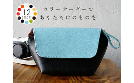 カラーオーダーできるPVCレザーカメラポーチ「sacoa」(オレンジ) No.247-12