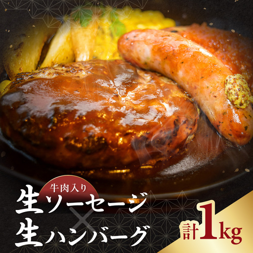 牛肉入り生ソーセージ 500g ハンバーグ100g×5個