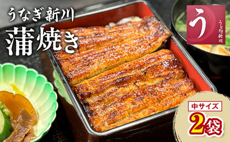うなぎ新川 蒲焼き(中サイズ)2袋入り 鰻 うなぎ蒲焼 蒲焼 タレ付き うな重 冷凍 成田市 千葉県