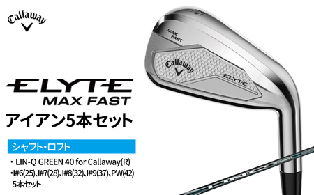 ゴルフクラブ キャロウェイ ELYTE MAX FAST アイアン5本セット  LIN-Q GREEN 40 for Callaway(R) 