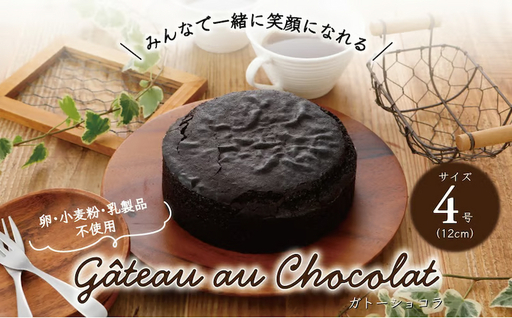 卵・小麦粉・乳製品不使用のガトーショコラ4号(12cm) 〈 チョコレートケーキ ホールケーキ アレルギー対応 冷凍 ケーキ お菓子 米粉 スイーツ 洋菓子 誕生日 お祝い ギフト プレゼント お土産 デザート おやつ 〉