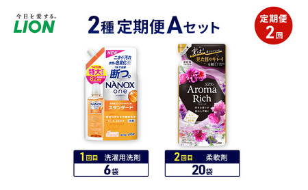 2種定期便Aセット 定期便2回 ライオン ナノックス NANOX ソフラン アロマリッチ ギフト 日用品 洗濯洗剤 柔軟剤