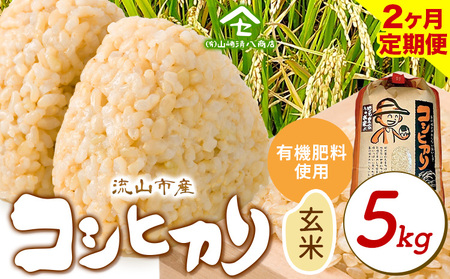 【毎月定期便2回】令和7年産 コシヒカリ 米 5kg《お申込み翌月から出荷》 有機肥料 玄米