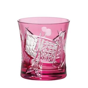 伝統的工芸品 八千代切子 ロックグラス 280ml 赤 1個入 LS19590SAU-C679