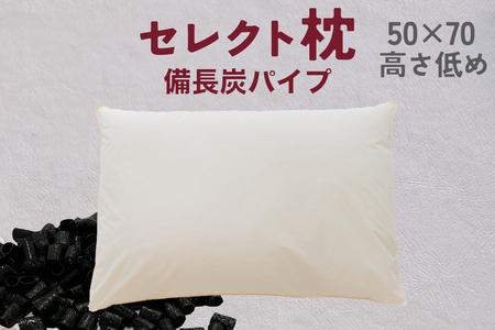 セレクト枕 備長炭パイプ 標準タイプ 低め(50×70cm)