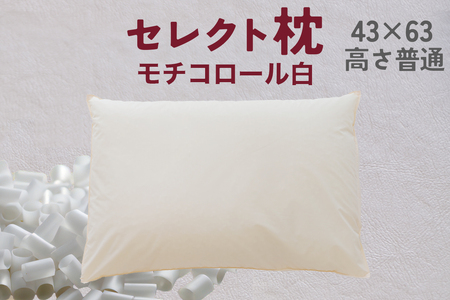 セレクト枕 モチコロール白 標準タイプ 高さ普通 (43×63cm)