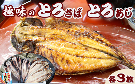 【極味のひもの】脂の乗った『とろさば・とろあじ』干物 各３枚　[0015-0067]
