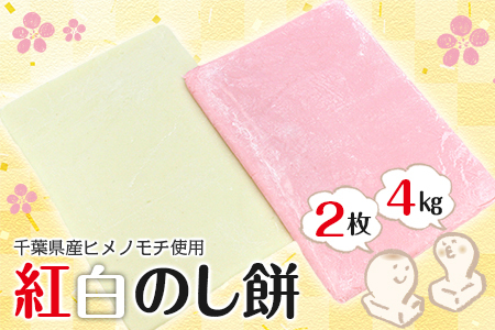 紅白のし餅 2kg×2枚 計4kg[12月29日発送]離島除く本州限定