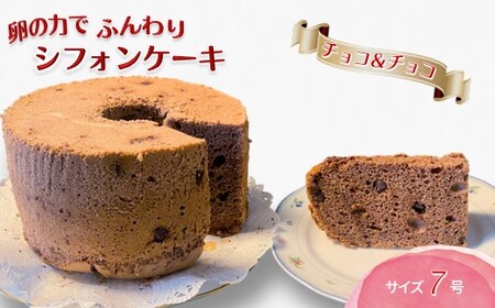 手作りチョコ&チョコシフォンケーキ 7号 ふわふわ ベーキングパウダー不使用 保存料・添加剤不使用 美味しい おすすめ 箱入り ギフト 贈り物 冷凍品