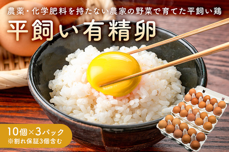 [先行受付 2026年11月上旬〜2027年4月下旬発送予定]有精卵 10個×3パック(割れ保証3個含む)農薬・化学肥料を持たない農家の野菜で育てた平飼い鶏 mi