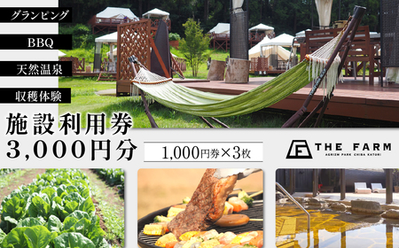 BBQやキャンプなども楽しめる複合施設 THE FARM利用券 3,000円分