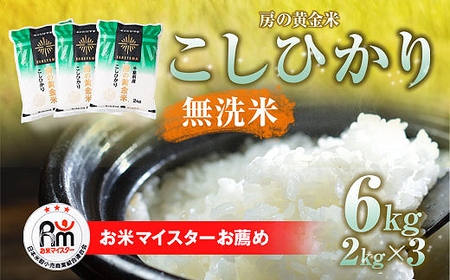 [新米]令和6年産 房の黄金米「コシヒカリ」6kg(2kg×3袋) 千葉県 山武市 ふるさと納税 SMBR009 米 お米 白米 無洗米