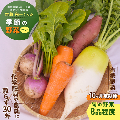≪10か月定期便≫有機農業の第一人者 たがやす倶楽部 齊藤 完一さんの「季節の野菜セット」 SMCL010