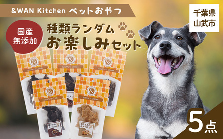 &WAN Kitchenペットおやつセット(内容お楽しみセット)(肉・内蔵系ジャーキー×3種、骨系ジャーキー×2種)