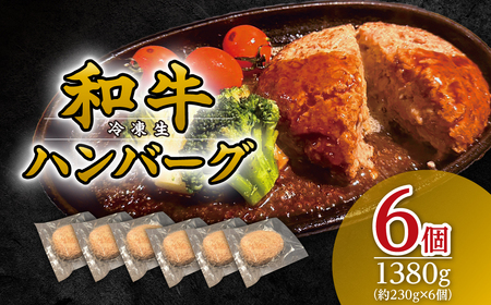 和牛ハンバーグ (冷凍生)6個 1380g(約230g×6個)