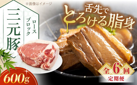 [全6回定期便]三元豚 ロースブロック600g[喜茂別町][平田牧場] 肉 豚肉 ロース ブロック ローストポーク 煮豚 酢豚 煮物 冷凍配送 北海道 [AJAP096] 60000 60000円 6万円