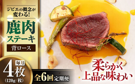 [全6回定期便]鹿肉 背ロース 120g×4枚 [喜茂別町][EBIJIN] ジビエ 鹿 ロース ステーキ ステーキ用 赤身 冷凍 冷凍配送 北海道 [AJAO038] 120000 120000円 12万円