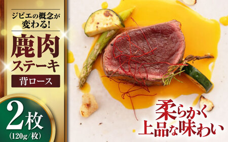 鹿肉 背ロース 120g×2枚 [喜茂別町][EBIJIN] ジビエ 鹿 ロース ステーキ ステーキ用 赤身 冷凍 冷凍配送[AJAO066]