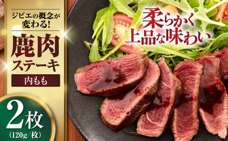鹿肉 内もも120g×2枚[喜茂別町][EBIJIN] ジビエ 鹿 モモ ステーキ ステーキ用 赤身 冷凍 冷凍配送[AJAO072]