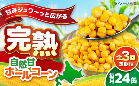 【全3回定期便】自然甘 ホールコーン 24缶【きもべつ観光協会】 缶詰 瓶詰 加工品 とうもろこし 北海道 常温配送 [AJAG024]