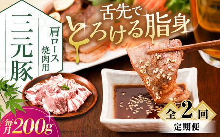 [全2回定期便]三元豚 肩ロース 焼肉用 200g[喜茂別町][平田牧場] 肉 豚肉 ロース 焼肉 スライス 冷凍配送 定期便[AJAP143]