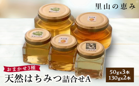 天然はちみつ詰合せA(50gx3本、130gx2本) _天然 はちみつ 詰め合わせ 美味しい_