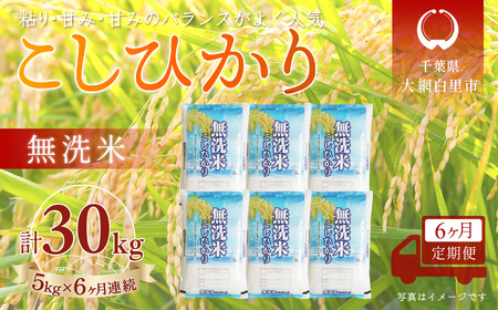 ＜6か月定期便＞ 千葉県産「コシヒカリ」無洗米 5kg×6か月連続 計30kg A075