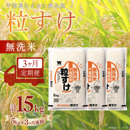 ＜3か月定期便＞ 千葉県産「粒すけ」無洗米 5kg×3か月連続 計15kg A091