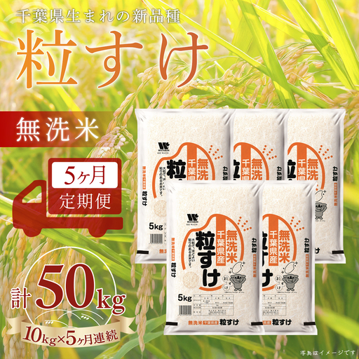 ＜5か月定期便＞ 千葉県産「粒すけ」無洗米 10kg×5か月連続 計50kg A099