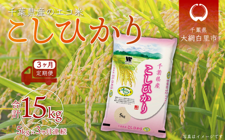 [3ヶ月定期便]千葉県産エコ米「コシヒカリ」5kg×3ヶ月連続 計15kg