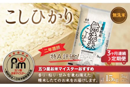 [3ヶ月定期便]2年連続特A評価!千葉県産コシヒカリ[無洗米]5kg×3ヶ月連続 計15kg