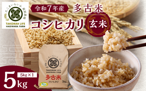 [令和7年産]たこまいらいふ萩原農場の多古米コシヒカリ(玄米)5kg _ 玄米 米 こめ コメ_[配送不可地域:離島・沖縄県]