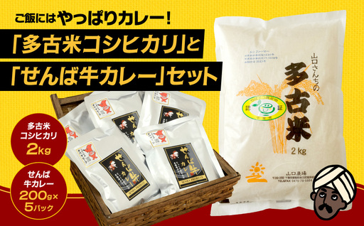 ご飯にはやっぱりカレー!「多古米コシヒカリ2kg」と「せんば牛カレー200g×5」セット_ 精米 米 コシヒカリ 米 こしひかり 惣菜・加工品 カレー _[配送不可地域:離島]T