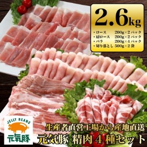 千葉県産豚肉 元気豚 精肉4種セット[大盛り] 2.6kg_肉 しゃぶしゃぶ 豚肉 豚しゃぶ 肉 豚肉 _[配送不可地域:離島・沖縄県]