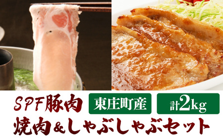 [東庄町産SPF豚肉] 焼肉&しゃぶしゃぶセット 計2kg (ロース1kg バラ1kg) 豚肉 豚 ロース バラ 焼肉 焼き肉 しゃぶしゃぶ 真空パック 冷蔵 柔らかい 詰め合わせ 千葉県 東庄町