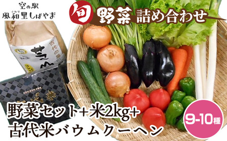 野菜セット(9〜10種)+米2kg+古代米バウムクーヘン