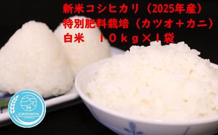 千葉県一宮町産特別肥料栽培『カツオ＋カニ』コシヒカリ（白米10kg）令和７年度産米【2025年発送分】　先行予約