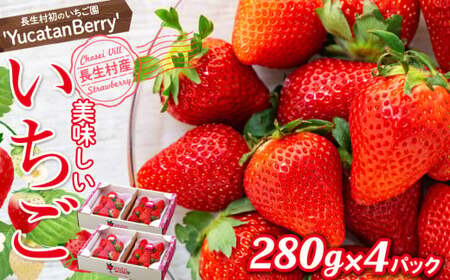 AA1-002 長生村産いちご 280g×4パック(2パック×2セット)[2026年産]