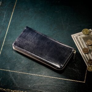 [ココマイスター]COCOMEISTER ブライドル グランドウォレット(ダークネイビー)